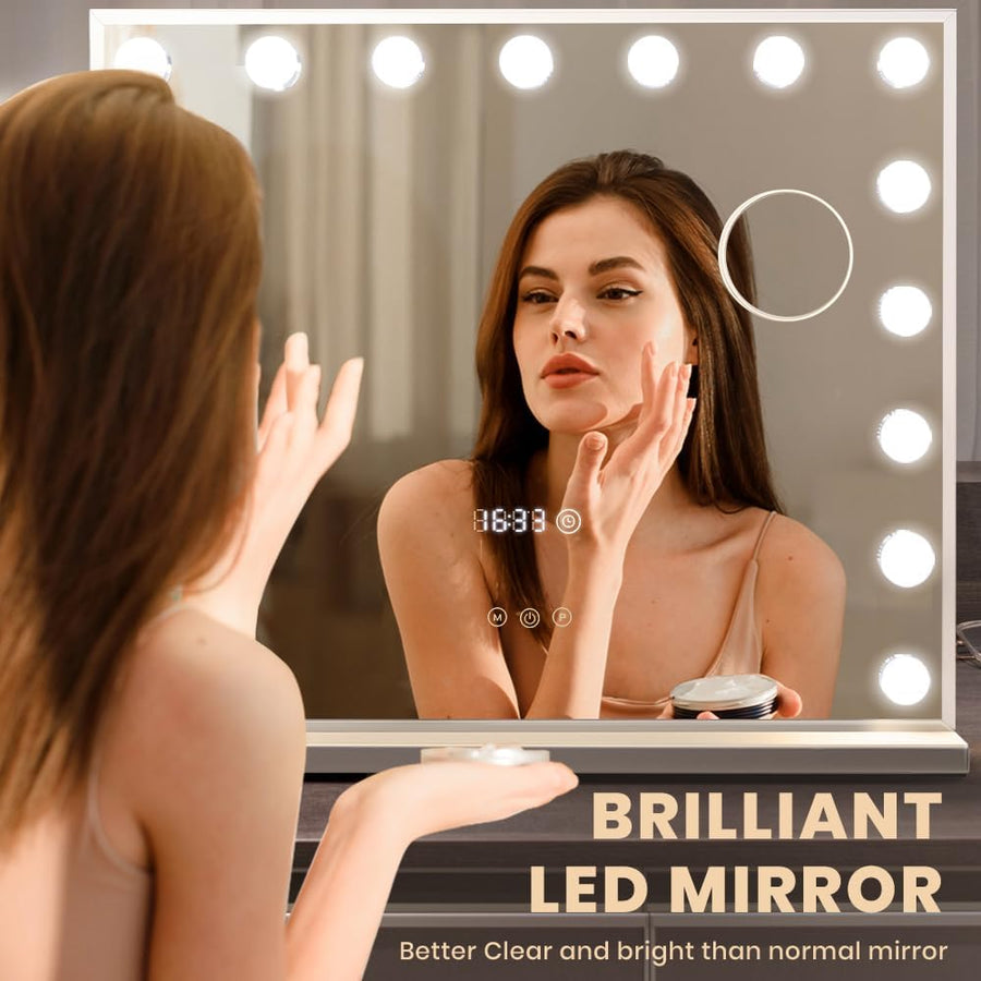 Makeup Mirror with Hollywood Lights l White (4 Sizes)