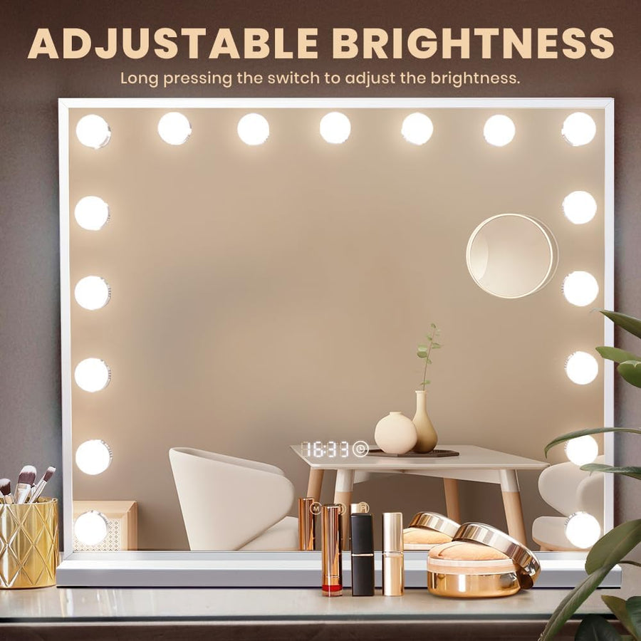 Makeup Mirror with Hollywood Lights l White (4 Sizes)