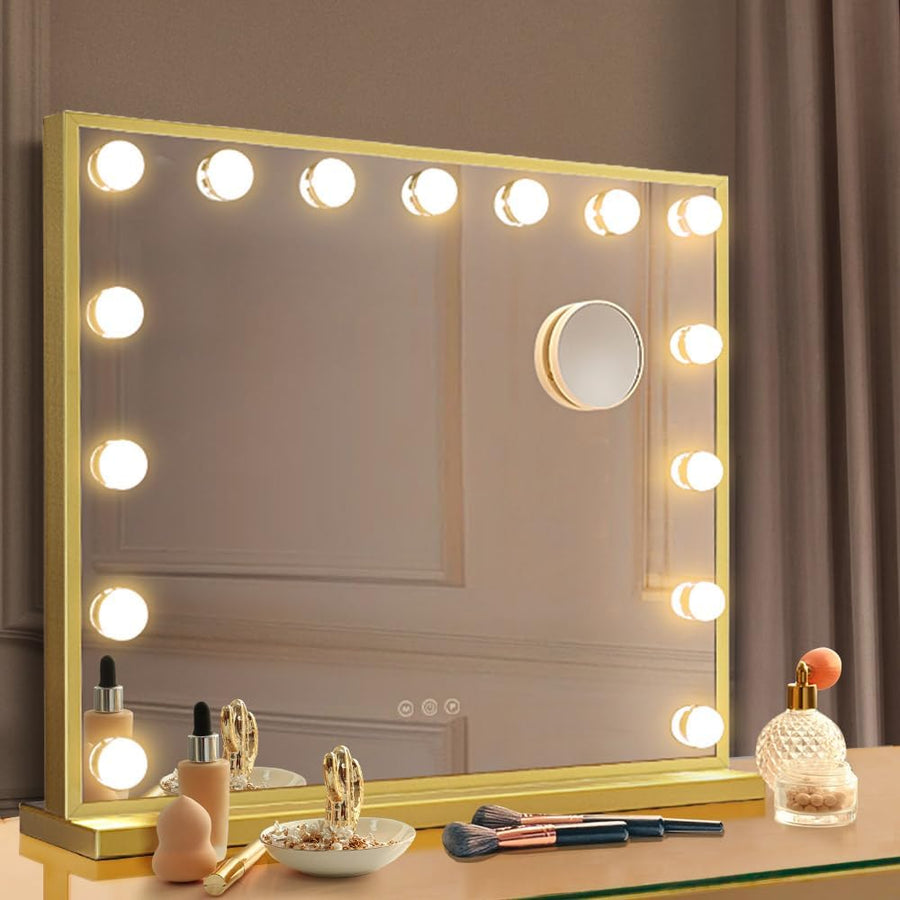 Makeup Mirror with Hollywood Lights Gold