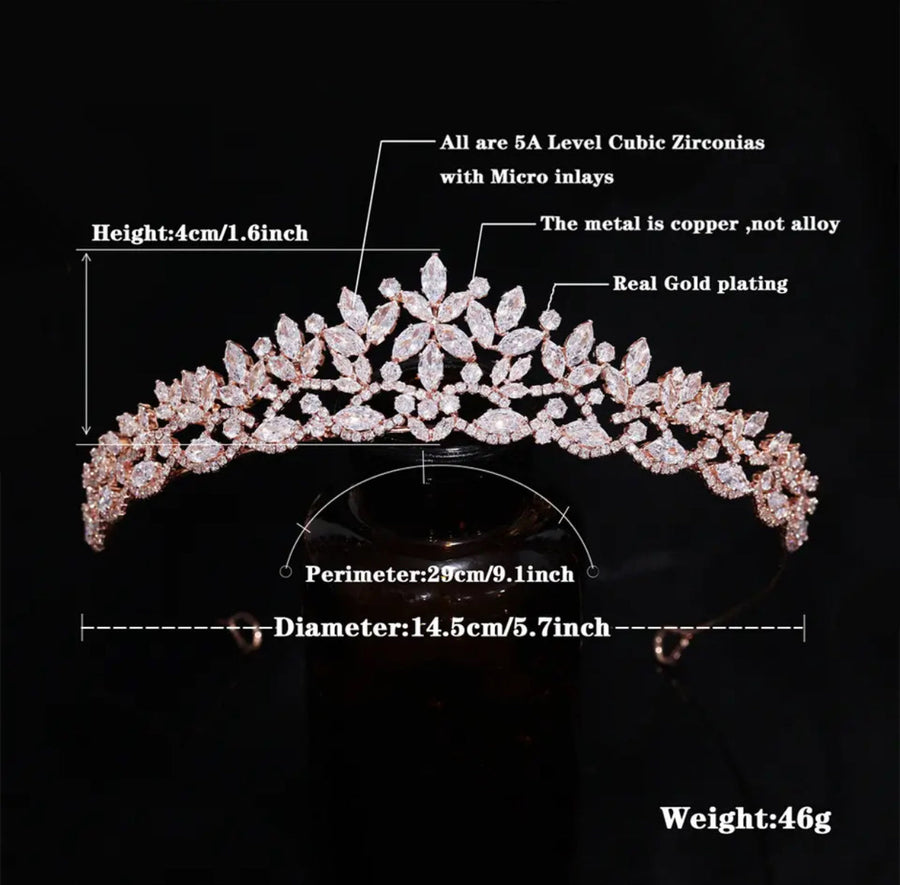 Marijana Bridal Crown Rose Gold