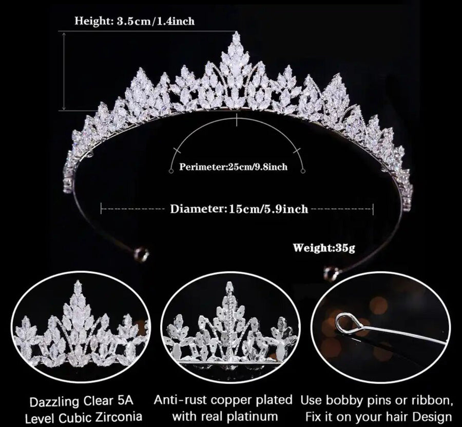 Aaliyah Bridal Crown Silver