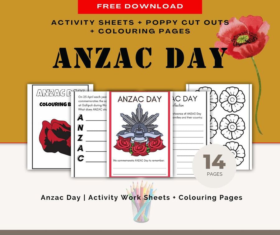 Anzac Day Work Sheet & Colouring Pages l Digital Print