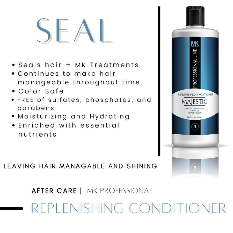 Step 4: MK Professional Replenishing Conditioner Majestic Keratin (After Keratin)