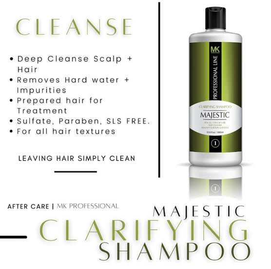 Step 1: MK Professional Clarifying Shampoo Majestic Keratin